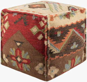 Livabliss Frontier Hand-woven Cube Pouf Cotton Wool Blend Bohemian Farmhouse Accent Seating POUF-17