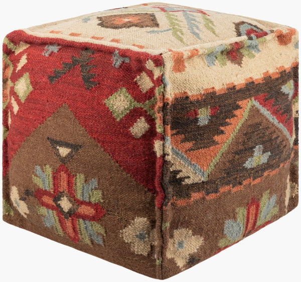 Livabliss Frontier Hand-woven Cube Pouf Cotton Wool Blend Bohemian Farmhouse Accent Seating POUF-17