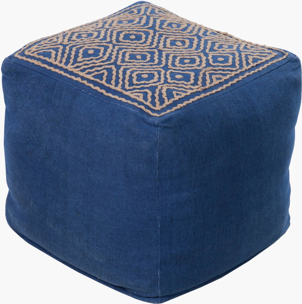 Surya Atlas Handcrafted Woven Cube Pouf in Linen Cotton Blend for Bohemian Living Spaces POUF-213