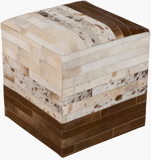 Livabliss Appalachian Hair on Hide Cube Ottoman Rustic Artisan Footrest for Living Room POUF-237