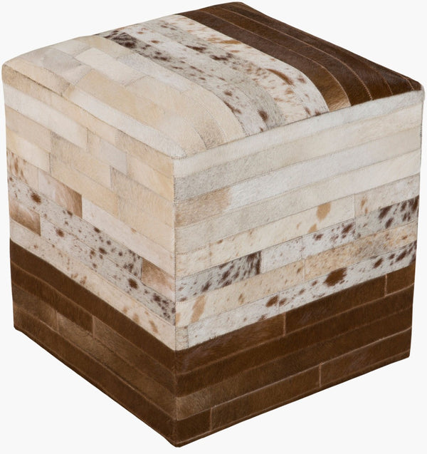 Livabliss Appalachian Hair on Hide Cube Ottoman Rustic Artisan Footrest for Living Room POUF-237