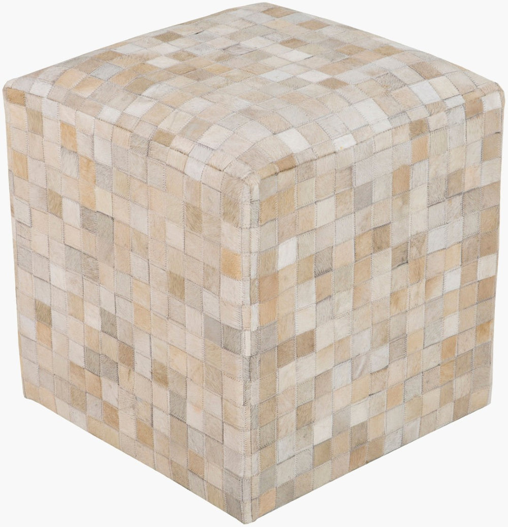 Livabliss Appalachian Hair on Hide Cube Ottoman Rustic Handcrafted Accent for Living Room POUF-239