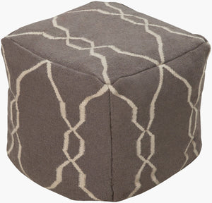 Surya Fallon Pouf – Rustic 18" Accent Piece With Woven Texture, Cotton & Wool, Perfect For Living Rooms! Beige Wool,Cotton,Polyester,Polyfill Pouf-24