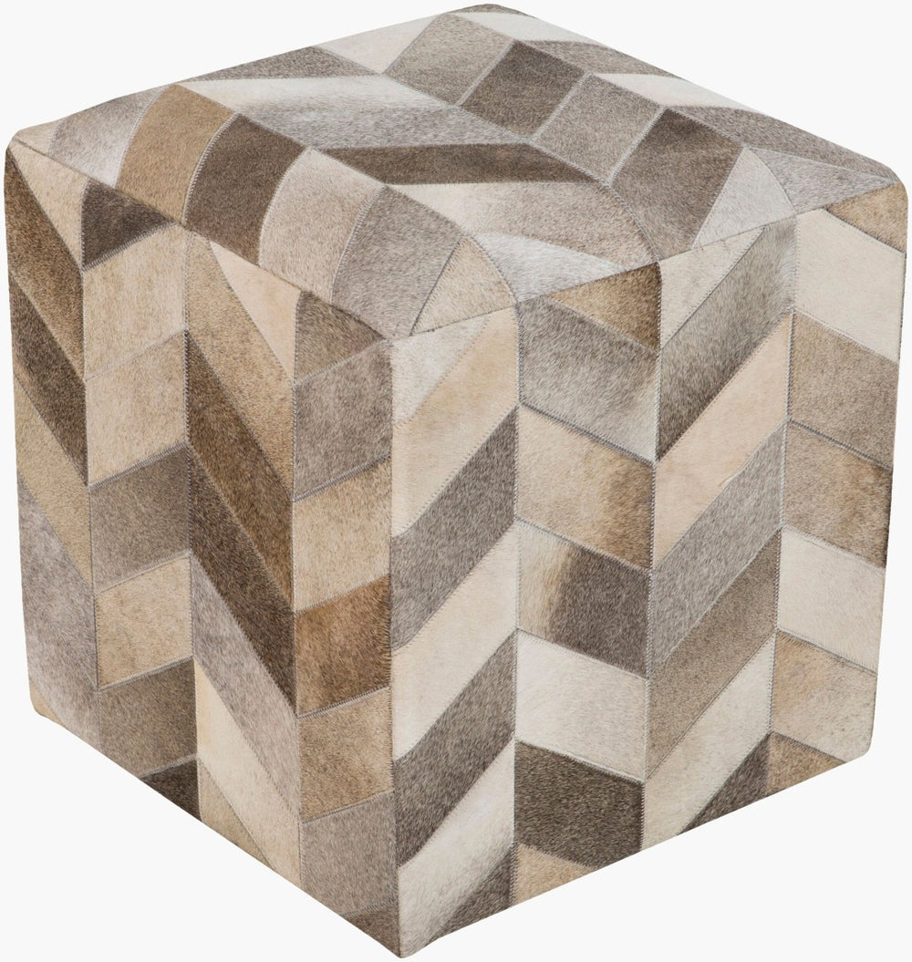 Livabliss Appalachian Hair on Hide Cube Ottoman Rustic Artisan Pouf for Living Room Seating POUF-242