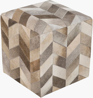 Livabliss Appalachian Hair on Hide Cube Ottoman Rustic Artisan Pouf for Living Room Seating POUF-242