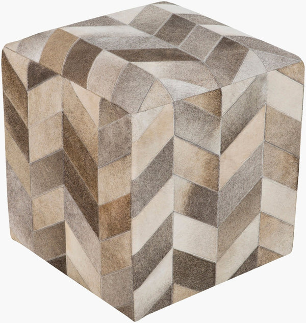 Livabliss Appalachian Hair on Hide Cube Ottoman Rustic Artisan Pouf for Living Room Seating POUF-242