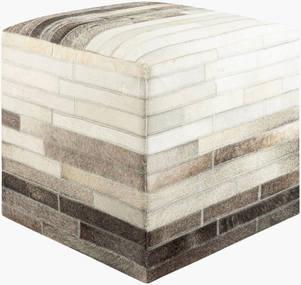 Livabliss Appalachian Hair on Hide Cube Ottoman Handcrafted Artisan Footrest for Living Room POUF-243
