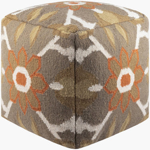 Livabliss Frontier Wool and Cotton Cube Pouf Artisan Lodge Accent for Living Room or Bedroom POUF-33