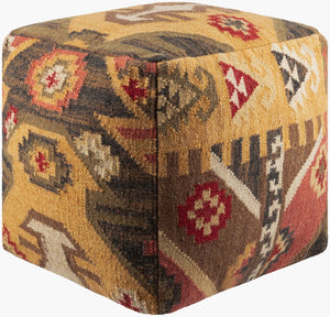 Livabliss Frontier Handcrafted Wool Cube Pouf Southwestern Pattern Footrest for Living Room POUF-34