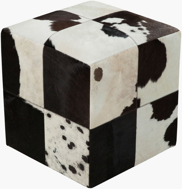 Livabliss Appalachian Felt and Hide Cube Ottoman Handcrafted Leather Bound Rustic Lodge Accent POUF-56