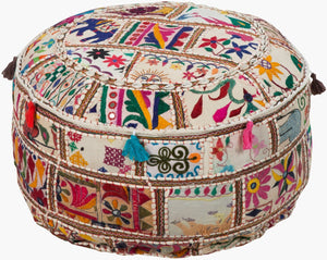 Livabliss Karma Woven Cotton Square Pouf Global Textile Pattern Casual Seating for Living Room POUF-92