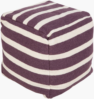 Surya Frontier Modern Wool Pouf - 18" Cozy Ottoman & Extra Seat, Durable Cotton Base, Stylish Home Decor Plum Wool,Cotton,Polyester,Polyfill Pouf159-181818