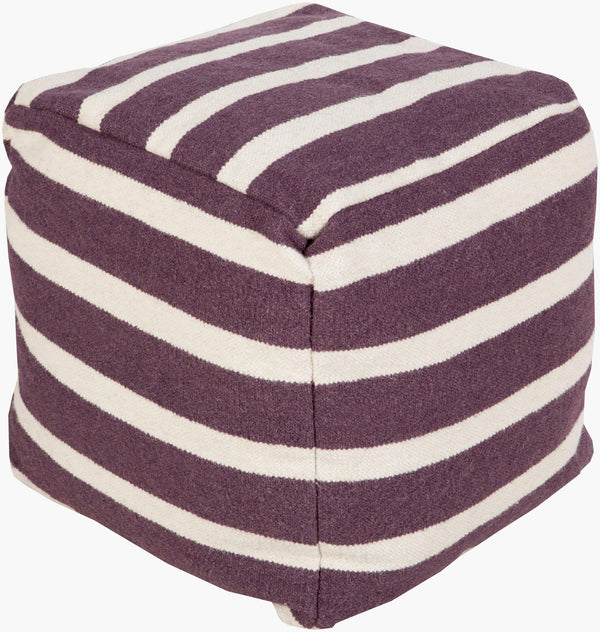 Surya Frontier Modern Wool Pouf - 18" Cozy Ottoman & Extra Seat, Durable Cotton Base, Stylish Home Decor Plum Wool,Cotton,Polyester,Polyfill Pouf159-181818