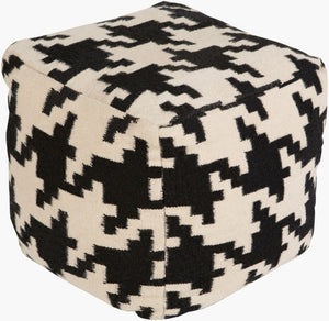 Livabliss Frontier Handcrafted Wool Top Cube Pouf for Living Room Seating and Footrest Use POUF173-181818