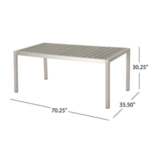 English Elm Coral Outdoor Faux Wood Aluminum Dining Table Seats Six on Patio or Deck 60452.00