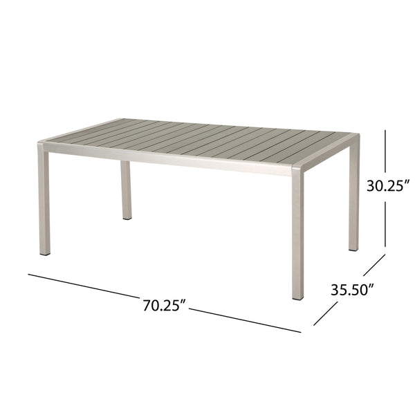 English Elm Coral Outdoor Faux Wood Aluminum Dining Table Seats Six on Patio or Deck 60452.00