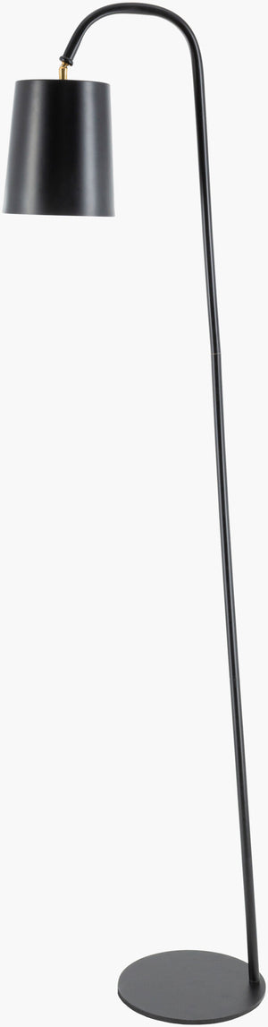 Surya Polly Modern Minimalist 65-inch Task Floor Lamp - Sleek Metal Design For Elegant Workspace Illumination Body, Black,Base, Black,Shade (Outside), Black,Shade (Inside), White,Cord, Translucent Iron,Iron,Metal Poy-001