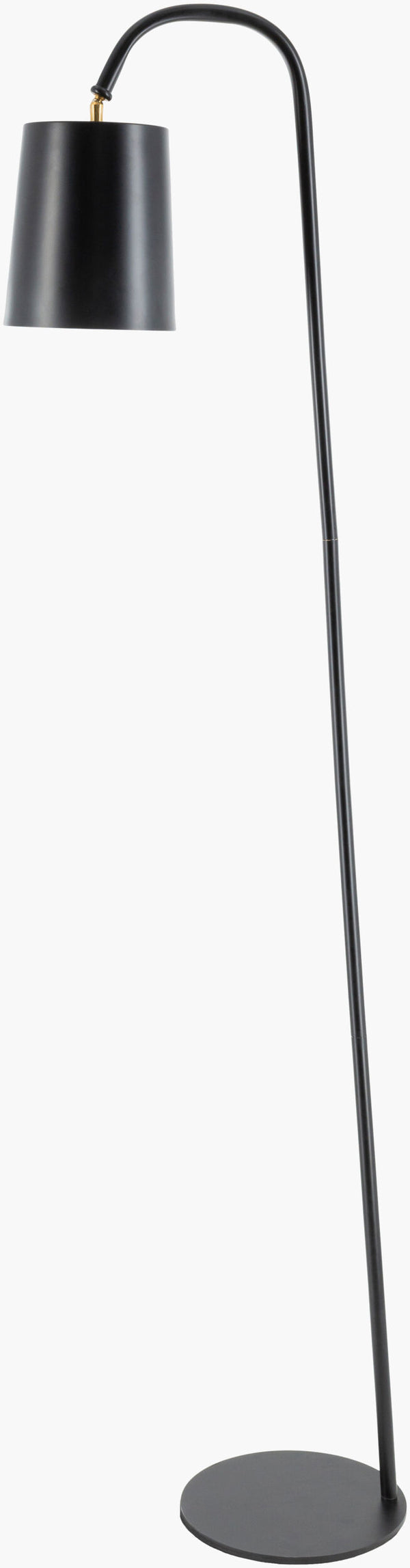 Surya Polly Modern Minimalist 65-inch Task Floor Lamp - Sleek Metal Design For Elegant Workspace Illumination Body, Black,Base, Black,Shade (Outside), Black,Shade (Inside), White,Cord, Translucent Iron,Iron,Metal Poy-001
