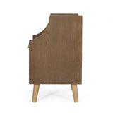 Christopher Knight Home® - Noble House - Boyes Contemporary End Table with Hutch, Walnut, Natural, and Antique Gold