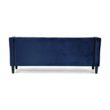 Christopher Knight Home® - Noble House - Chatwin Contemporary Tufted Velvet 3 Seater Sofa, Midnight Blue And Dark Brown