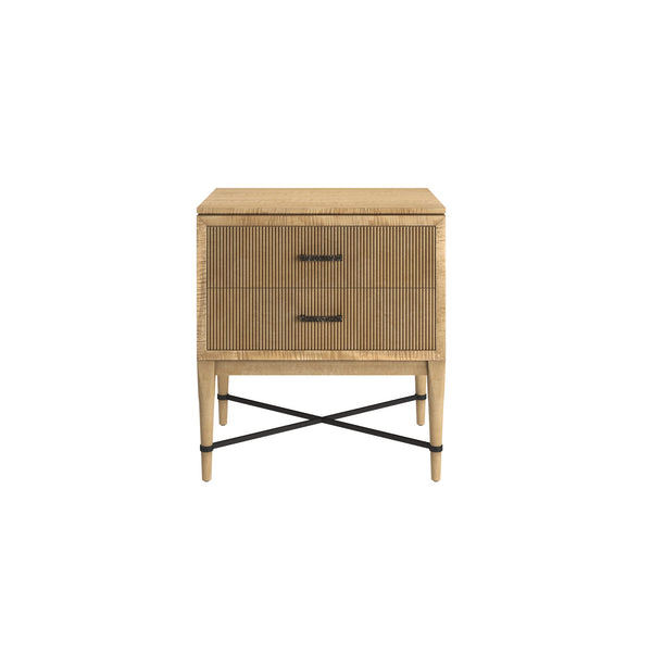 A.R.T. Furniture Loft Contemporary 2 Drawer Nightstand In Figured Maple With Grooved Drawers And Bronze Finish Bronze Material(S), Poplar,Rubberwood And Figured Maple Veneer 335140-1911