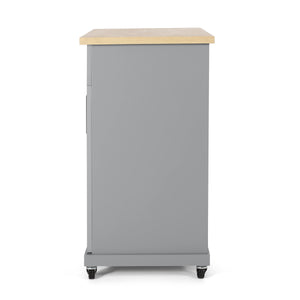 English Elm Christopher Knight Home® - Kitchen Island Cart Grey with Solid Rubberwood Top, Mobile Storage Cabinet, Drawer, Towel Rack, Wheels 67795.00NATGRY
