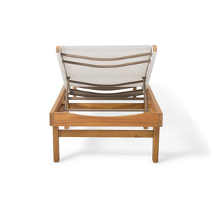 English Elm Summerland Acacia Wood Outdoor Chaise Lounge with Breathable Mesh Seat for Patio 60018.00