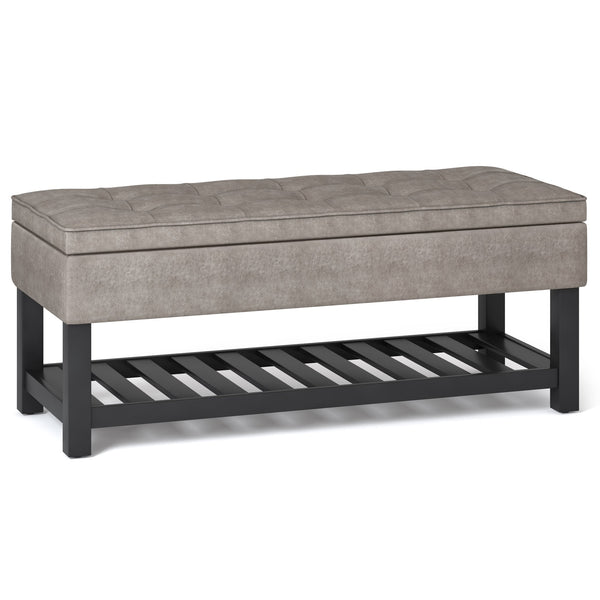 English Elm Cosmopolitan Storage Ottoman Bench - Distressed Grey Taupe, Stylish Seating & Hidden Storage Solution B136P158563