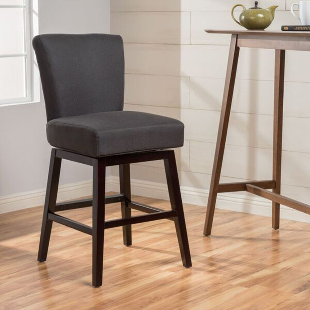 English Elm Swivel Counter Stool with Fabric Seat and Solid Birch Legs for Kitchen Entertaining 57178.00F