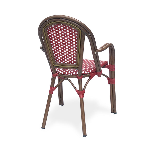 English Elm Bistro Wicker Outdoor Dining Chairs Set of Two with Rust Resistant Aluminum Frame Patio 72905.00RED