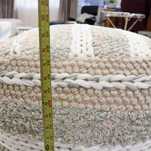 Pasargad Grandcanyon 100% Cotton Braided Pouf - Stylish Beige Accent For Any Room Décor, Handmade Beige Cotton Ppf-176-1