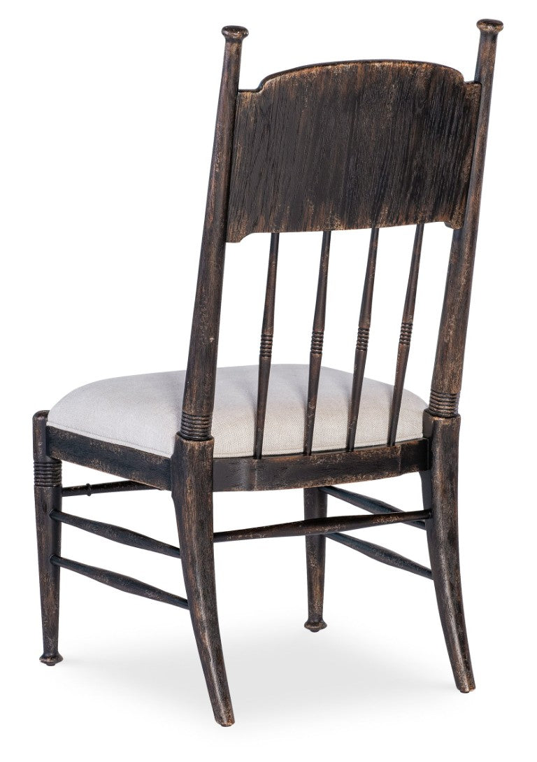 Hooker Furniture Americana Molasses Side Chair With Linen Performance Seat, Turned Spindle Back & Tailored Welt Trim 7050-75310-89
