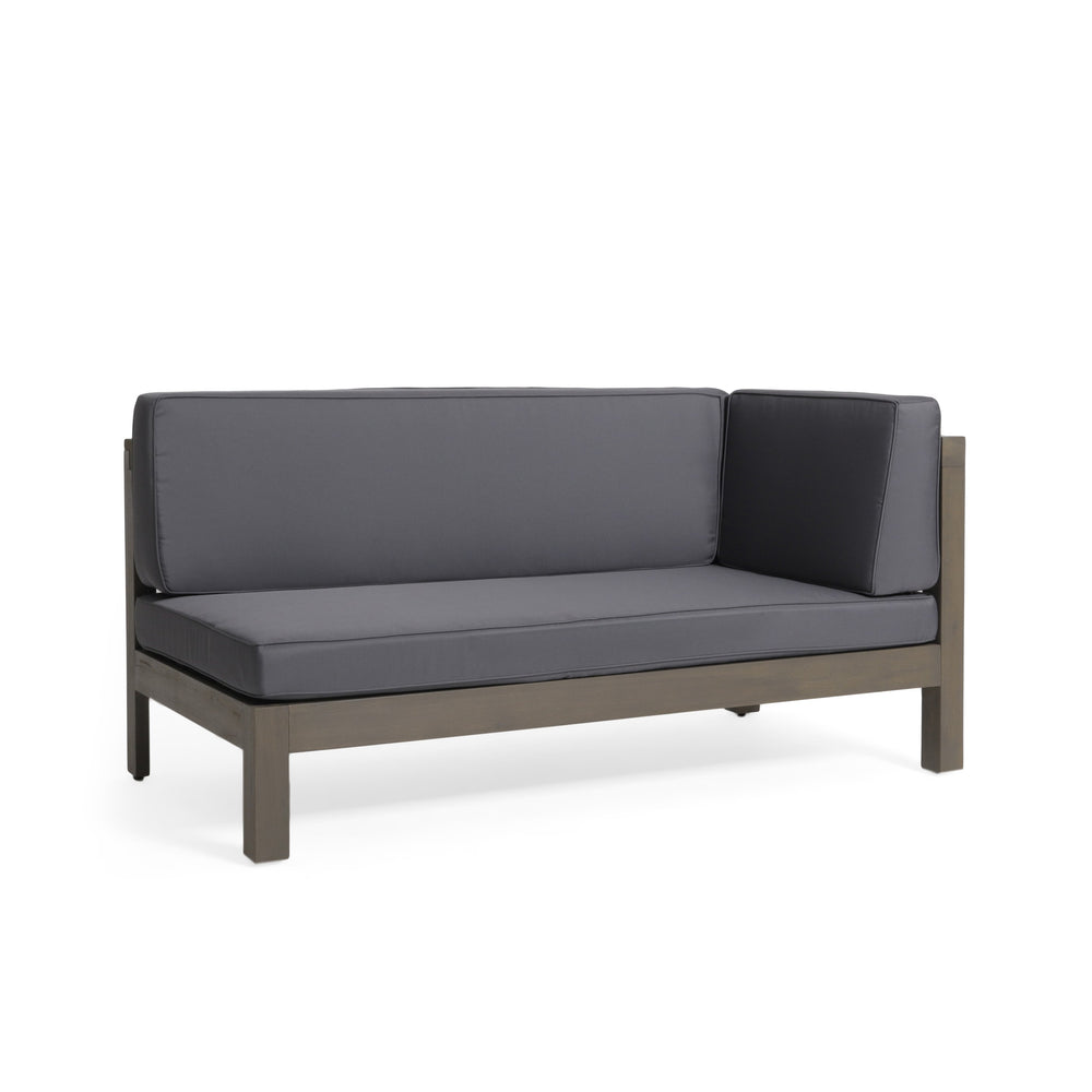 English Elm Christopher Knight Home® - Brava X-Back Right Corner Bench For Outdoor Spaces – Stylish Acacia Wood With Water-Resistant Cushions 57968.00DGY-57968.00DGY