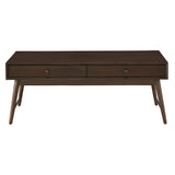 Homelegance By Top-Line Sarai Wood 2-Drawer Coffee Table Walnut MDF