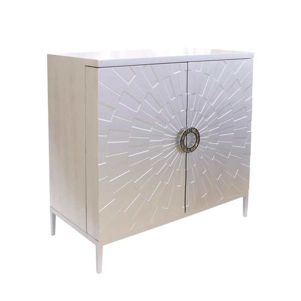Pasargad Home Luna Modern Cabinet - Glamorous Silver Finish For Stylish Living & Dining Spaces Silver Wood Finish Pph-a1