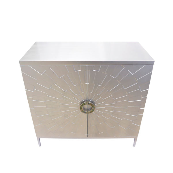 Pasargad Home Luna Modern Cabinet - Glamorous Silver Finish For Stylish Living & Dining Spaces Silver Wood Finish Pph-a1