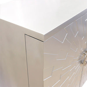 Pasargad Home Luna Modern Cabinet - Glamorous Silver Finish For Stylish Living & Dining Spaces Silver Wood Finish Pph-a1