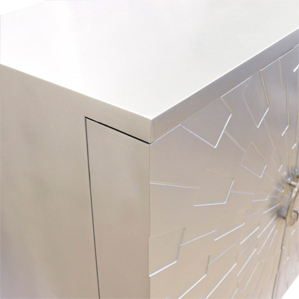 Pasargad Home Luna Modern Cabinet - Glamorous Silver Finish For Stylish Living & Dining Spaces Silver Wood Finish Pph-a1