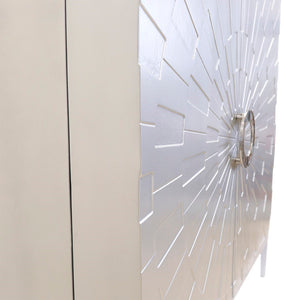 Pasargad Home Luna Modern Cabinet - Glamorous Silver Finish For Stylish Living & Dining Spaces Silver Wood Finish Pph-a1