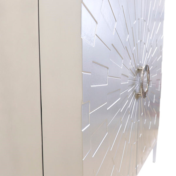 Pasargad Home Luna Modern Cabinet - Glamorous Silver Finish For Stylish Living & Dining Spaces Silver Wood Finish Pph-a1