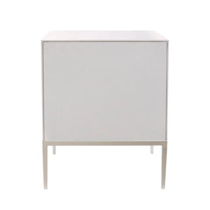 Pasargad Pearl Collection Luna Wooden Nightstand With Glamorous Metal Frame, Stunning Silver Finish Silver Wood Finish Pph-a2