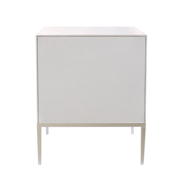 Pasargad Pearl Collection Luna Wooden Nightstand With Glamorous Metal Frame, Stunning Silver Finish Silver Wood Finish Pph-a2