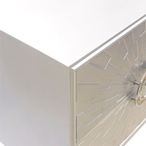 Pasargad Pearl Collection Luna Wooden Nightstand With Glamorous Metal Frame, Stunning Silver Finish Silver Wood Finish Pph-a2