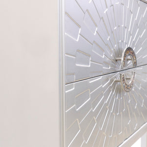 Pasargad Pearl Collection Luna Wooden Nightstand With Glamorous Metal Frame, Stunning Silver Finish Silver Wood Finish Pph-a2