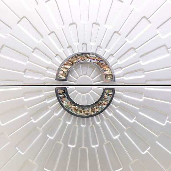 Pasargad Pearl Collection Luna Wooden Nightstand With Glamorous Metal Frame, Stunning Silver Finish Silver Wood Finish Pph-a2