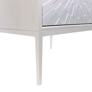 Pasargad Pearl Collection Luna Wooden Nightstand With Glamorous Metal Frame, Stunning Silver Finish Silver Wood Finish Pph-a2