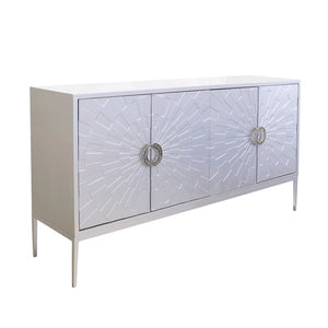 Pasargad Home Luna 4-door Wooden Sideboard - Modern Glamour For Your Dining & Living Spaces Silver Wood Finish Pph-a4