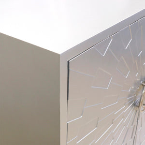 Pasargad Home Luna 4-door Wooden Sideboard - Modern Glamour For Your Dining & Living Spaces Silver Wood Finish Pph-a4