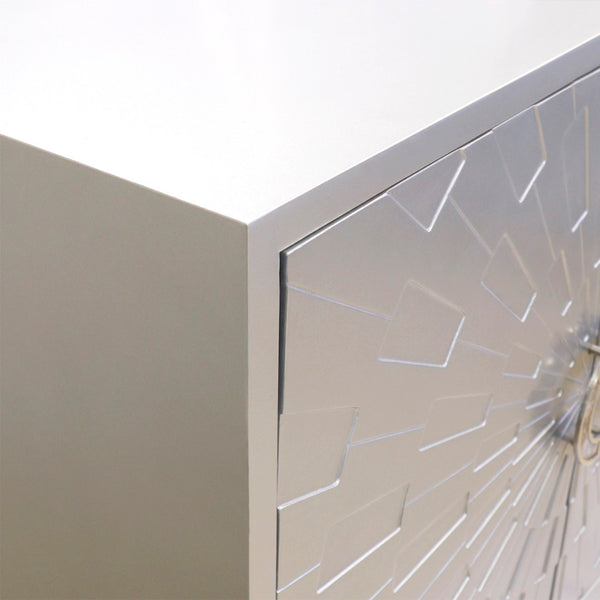 Pasargad Home Luna 4-door Wooden Sideboard - Modern Glamour For Your Dining & Living Spaces Silver Wood Finish Pph-a4