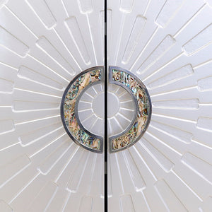 Pasargad Home Luna 4-door Wooden Sideboard - Modern Glamour For Your Dining & Living Spaces Silver Wood Finish Pph-a4